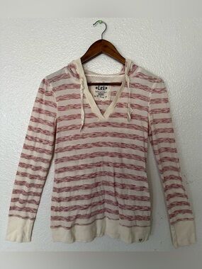 l.e.i. Life energy women’s Y2K vintage Pink Striped Lightweight Hoodie Sz XL